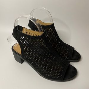 American Eagle Block Heel Sandals Vista Hooded Black Shoes Size 5